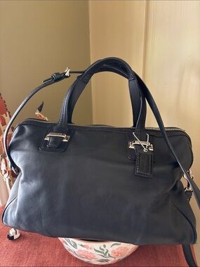 Coach Black Leather Shoulder Bag with Silver Hardware